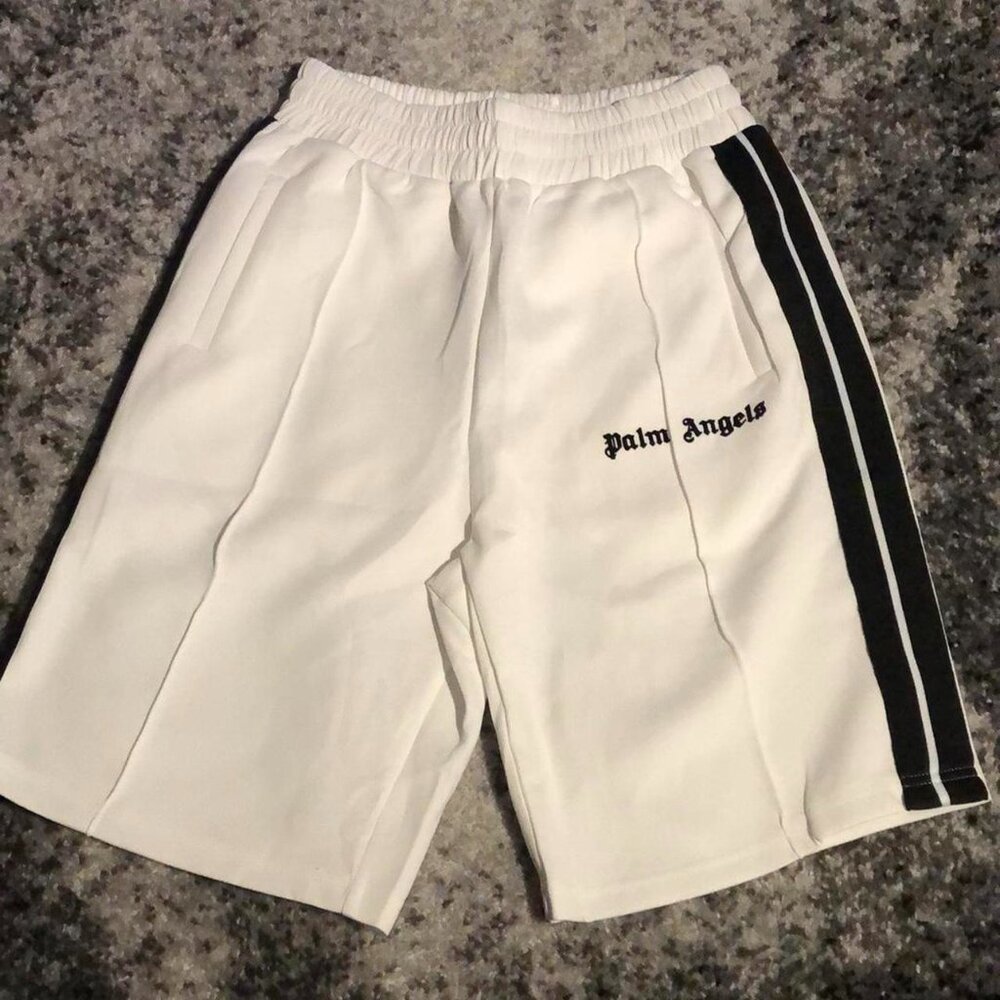 Palm Angels White Print Logo Track Shorts